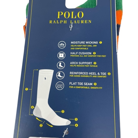 Polo Ralph Lauren Mens size XL shoe size 12-17 performance crew socks 3 pair New - Picture 16 of 16